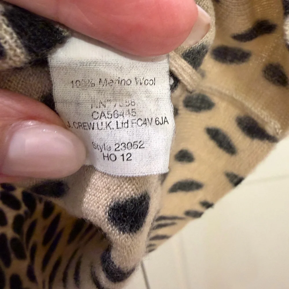 J. Crew Teddie Cotton Crewneck Leopard Print Sweater